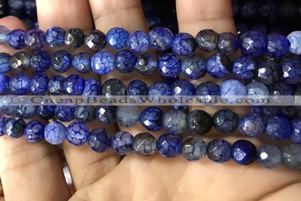 CAA2932 15 inches 6mm faceted round fire crackle agate beads wholesale