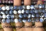 CAA2973 15 inches 8mm faceted round fire crackle agate beads wholesale