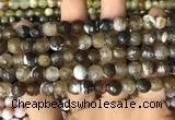 CAA2987 15 inches 8mm faceted round fire crackle agate beads wholesale