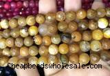 CAA2989 15 inches 8mm faceted round fire crackle agate beads wholesale