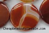 CAA299 15.5 inches 35mm flat round red line agate gemstone beads