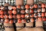 CAA2992 15 inches 8mm faceted round fire crackle agate beads wholesale