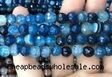 CAA3009 15 inches 8mm faceted round fire crackle agate beads wholesale