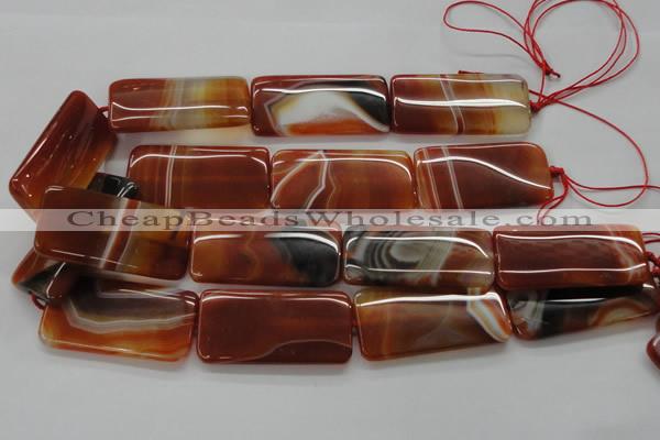 CAA301 15.5 inches 25*50mm rectangle red line agate gemstone beads