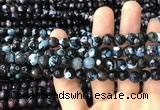 CAA3018 15 inches 8mm faceted round fire crackle agate beads wholesale