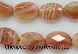 CAA302 15.5 inches 13*18mm faceted oval red line agate beads