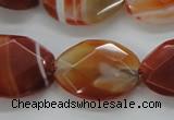 CAA303 15.5 inches 18*25mm faceted oval red line agate beads