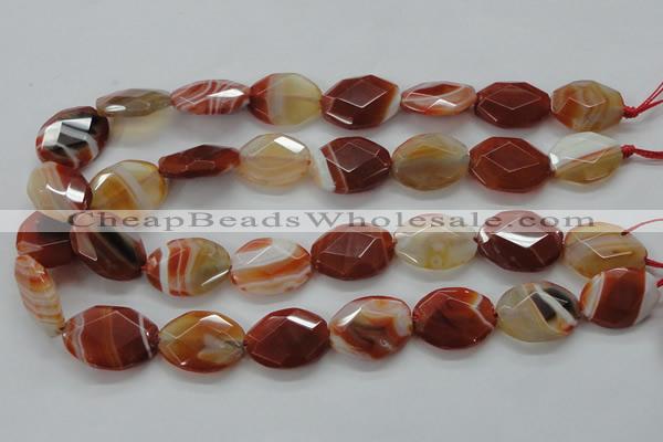 CAA303 15.5 inches 18*25mm faceted oval red line agate beads