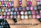 CAA3065 15 inches 10mm faceted round fire crackle agate beads wholesale