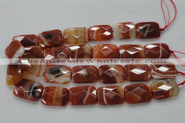 CAA308 15.5 inches 22*30mm faceted rectangle red line agate beads