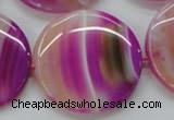 CAA311 15.5 inches 34mm flat round fuchsia line agate beads