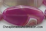 CAA313 15.5 inches 30*60mm oval fuchsia line agate beads