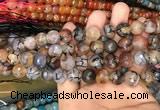 CAA3130 15 inches 12mm faceted round fire crackle agate beads wholesale