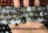 CAA3188 15 inches 14mm faceted round fire crackle agate beads wholesale