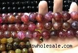 CAA3197 15 inches 14mm faceted round fire crackle agate beads wholesale