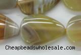 CAA320 15.5 inches 22*32mm flat teardrop yellow line agate beads