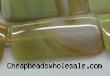 CAA323 15.5 inches 24*50mm rectangle yellow line agate beads