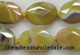 CAA324 15.5 inches 18*25mm faceted oval yellow line agate beads