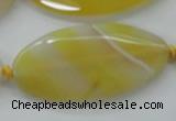 CAA325 15.5 inches 25*50mm faceted marquise yellow line agate beads