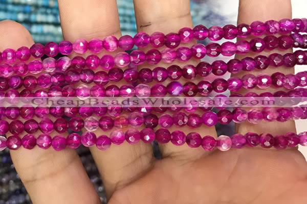 CAA3263 15 inches 4mm faceted round agate beads wholesale