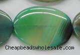 CAA329 15.5 inches 30*40mm oval green line agate beads