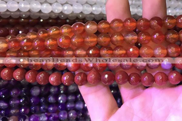 CAA3340 15 inches 8mm faceted round agate beads wholesale