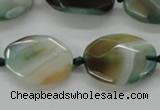 CAA337 15.5 inches 18*25mm faceted oval green line agate beads