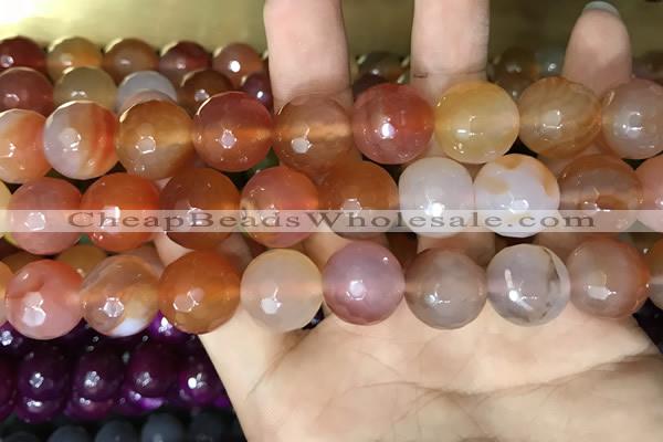 CAA3422 15 inches 14mm faceted round agate beads wholesale