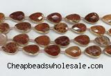 CAA3528 7.5 inches 13*18mm faceted flat teardrop fire agate beads