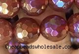 CAA3551 15.5 inches 10mm faceted round AB-color red agate beads