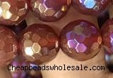 CAA3552 15.5 inches 12mm faceted round AB-color red agate beads