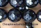 CAA3557 15.5 inches 10mm faceted round AB-color black agate beads