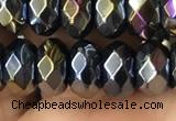 CAA3573 15.5 inches 5*8mm faceted rondelle AB-color black agate beads