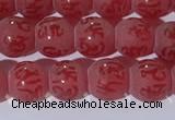 CAA3686 15.5 inches 6mm round matte & carved red agate beads