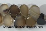 CAA3753 Top drilled 5*8mm flat teardrop line agate beads