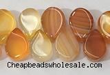 CAA3757 Top drilled 5*8mm flat teardrop line agate beads