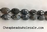 CAA3799 15*25mm - 18*28mm faceted rice dragon veins agate beads