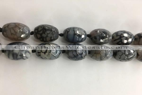 CAA3799 15*25mm - 18*28mm faceted rice dragon veins agate beads