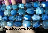 CAA3827 13*17mm - 18*22mm faceted nuggets line agate beads