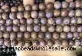 CAA4002 15.5 inches 8mm round purple crazy lace agate beads