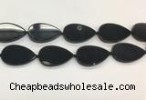 CAA4071 15.5 inches 30*50mm flat teardrop black agate gemstone beads