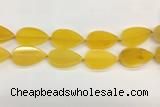 CAA4077 15.5 inches 30*50mm flat teardrop yellow agate gemstone beads