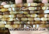 CAA4172 15.5 inches 7*14mm rice line agate beads wholesale