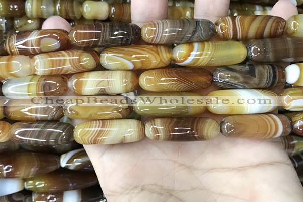 CAA4173 15.5 inches 10*30mm rice line agate beads wholesale