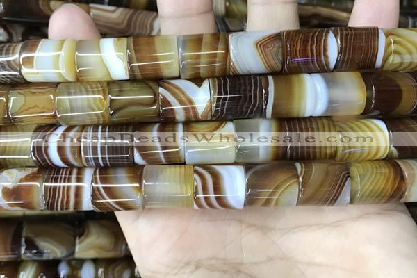 CAA4182 15.5 inches 12*13mm tube line agate beads wholesale