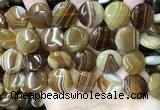 CAA4206 15.5 inches 18mm flat round line agate beads wholesale