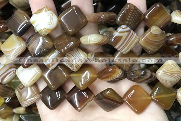 CAA4234 15.5 inches 16*16mm diamond line agate beads wholesale