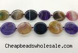 CAA4300 15.5 inches 30mm flat round line agate beads wholesale