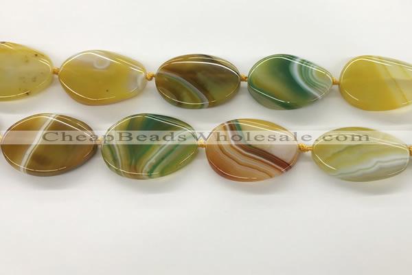 CAA4306 15.5 inches 32*40mm twisted oval line agate beads