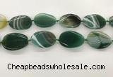 CAA4307 15.5 inches 30*40mm twisted oval line agate beads